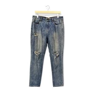 Life In Progress Womens Jeans Light Wash Distressed Boyfriend Jeans Size 28